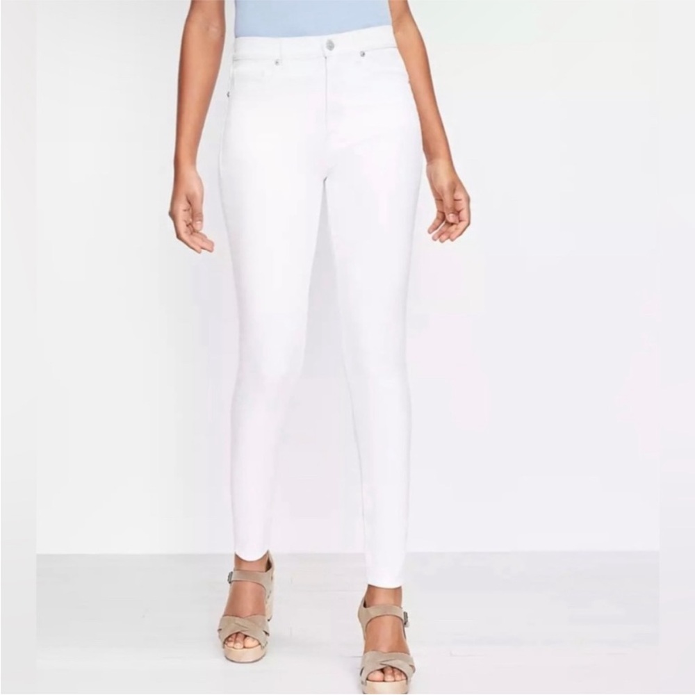 Ann Taylor LOFT White Modern Skinny Petite Jeans 00 24P stretch mid rise denim